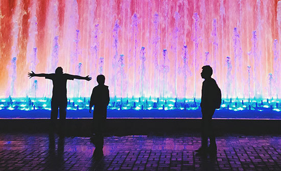 Kids in front of fountain Lima, Peru