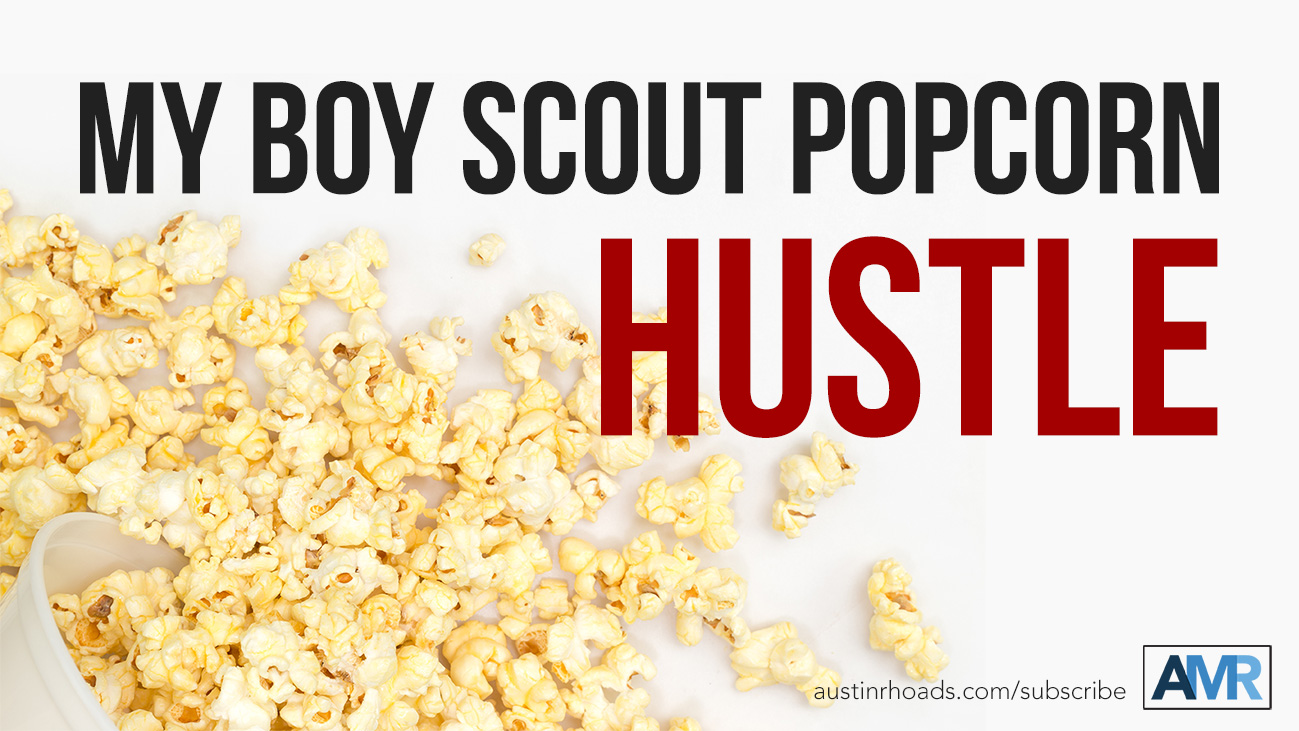 Boy Scout Popcorn Hustle - popcorn spilling on table